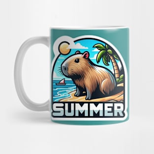 Cute summer capybara on the beach Mug